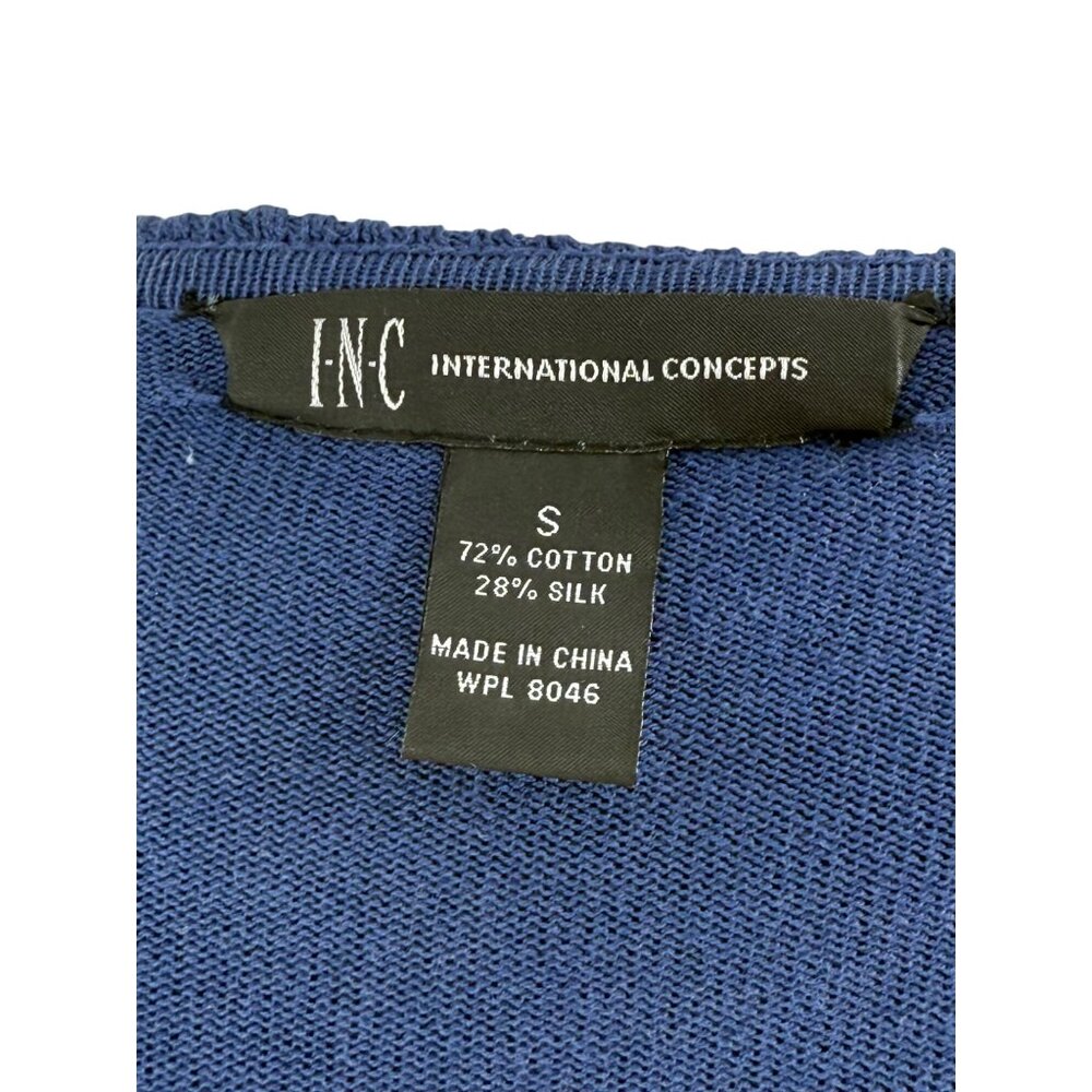 Vintage Y2K I.N.C Blue Ruffled Silk Cotton Cardigan | Coquette Minimalist Boho M - Picture 12 of 14